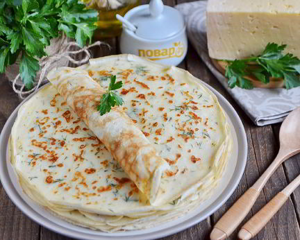 Сырные блины с укропом