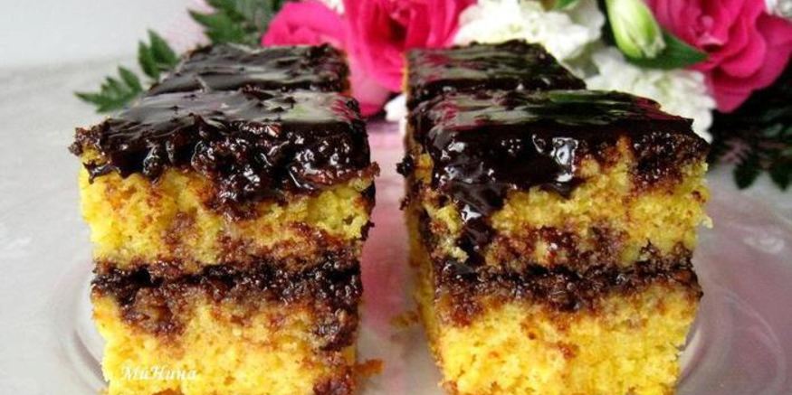 Рецепт кекса апельсиново-манный с шоколадным соусом