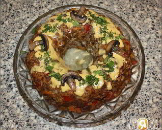 Мясной кекс с грибами Лесная полянка