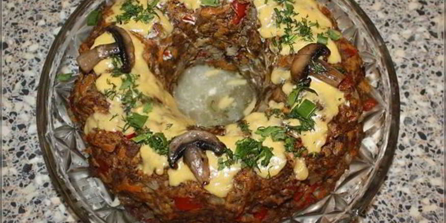 Рецепт мясного кекса с грибами лесная полянка