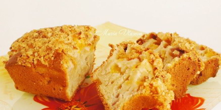 Рецепт персикового хлеба со штройзелем из овсяных хлопьев