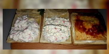 хрустящие слойки с крабово-творожным кремом