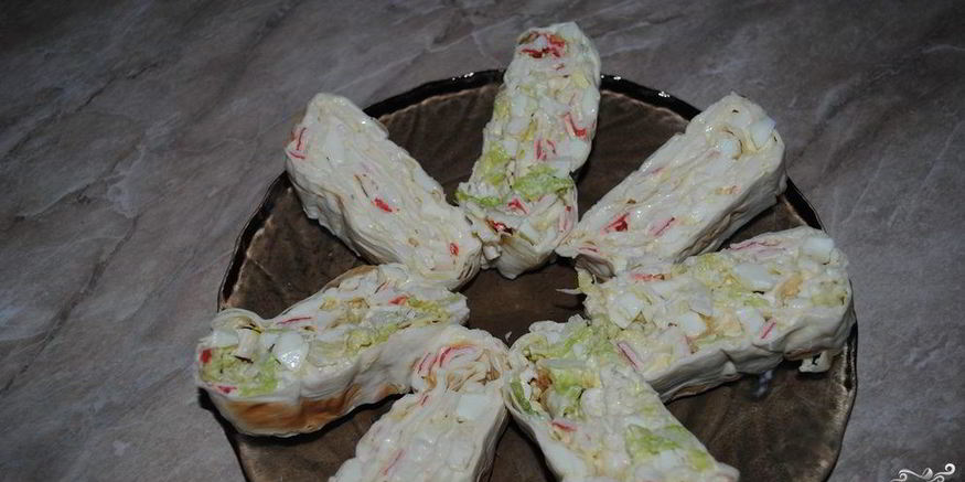 Рецепт лаваша с крабовыми палочками и плавленым сыром