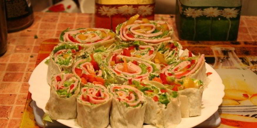 Рецепт лаваша с ветчиной и плавленым сыром