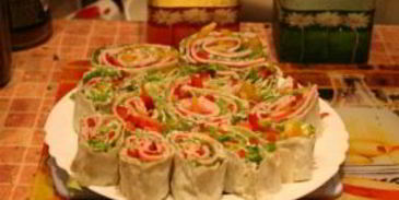 лаваш с ветчиной и плавленым сыром