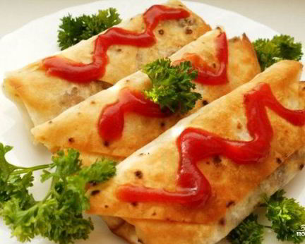 Рулетики из лаваша с грибами