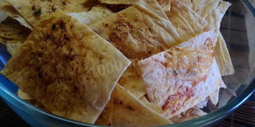 Рецепт вкусных чипсов из лаваша с чесноком