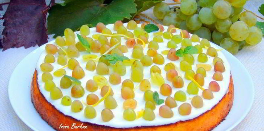 Рецепт лимонного манника с виноградом