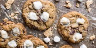 песочное печенье с шоколадом и маршмеллоу