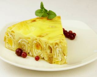 Блинный пирог с творогом