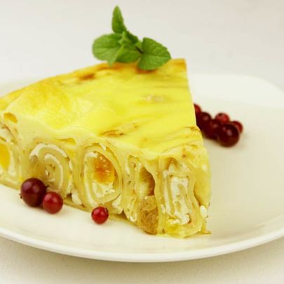 Блинный пирог с творогом