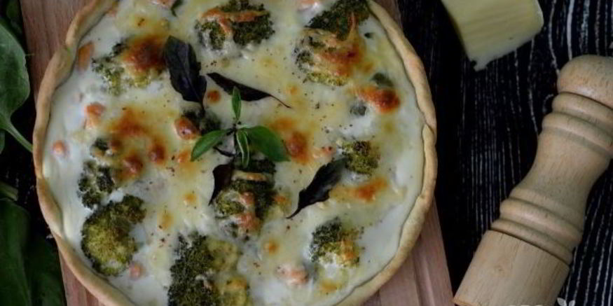 Рецепт киша с красной рыбой и брокколи