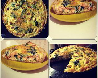 Лоранский пирог с лососем, рикоттой и шпинатом