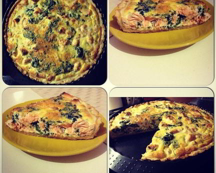 Лоранский пирог с лососем, рикоттой и шпинатом