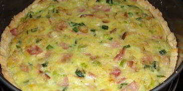 пирог с зеленым луком и ветчиной