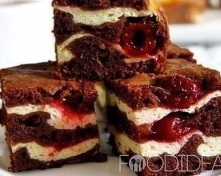 Брауни с творогом и вишней