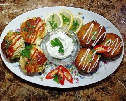 Картофельные пончики с куриными кексами