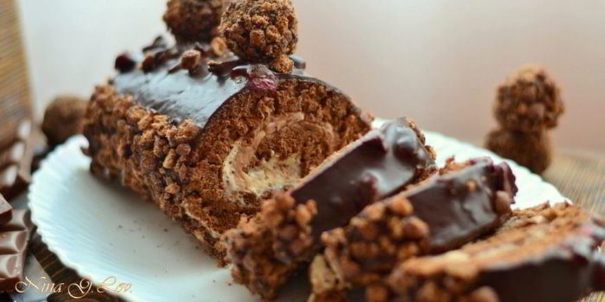 Рецепт шоколадна-трюфельного рулет