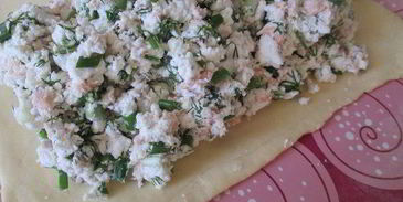 рыбный штрудель из творожного теста