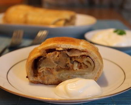 Штрудель с грушами и сыроежками