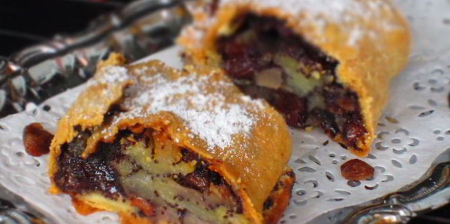 Рецепт штруделя с грушами, изюмом и маком