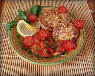 Сырники с фетой, ветчиной и кинзой