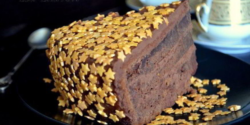 Рецепт новогоднего шоколадного торта ночное небо