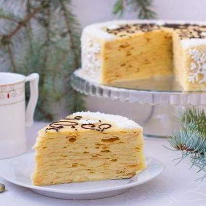 Слоеный торт с заварным кремом