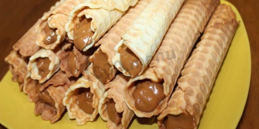 Рецепт вафельных трубочек со сгущенкой