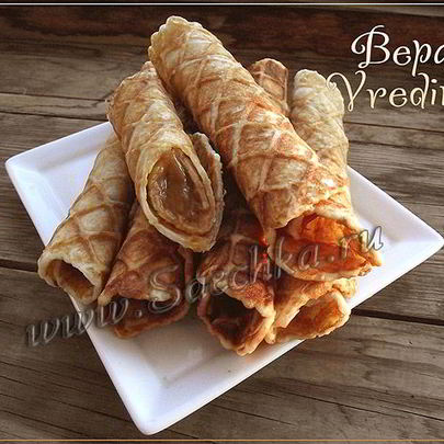 Вафли с вареной сгущенкой