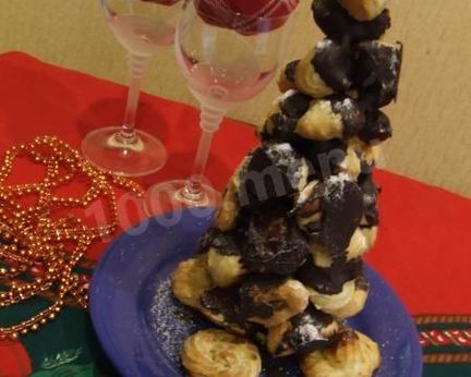 Шоколадная елка из профитролей Croquembouche