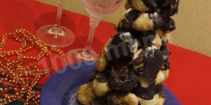 Рецепт шоколадной елки из профитролей croquembouche