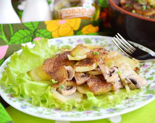 Картофельная запеканка с грибами и чесноком
