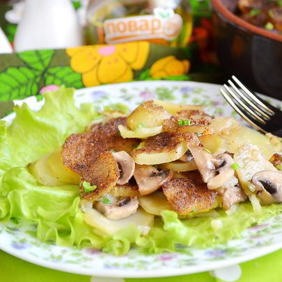 Картофельная запеканка с грибами и чесноком