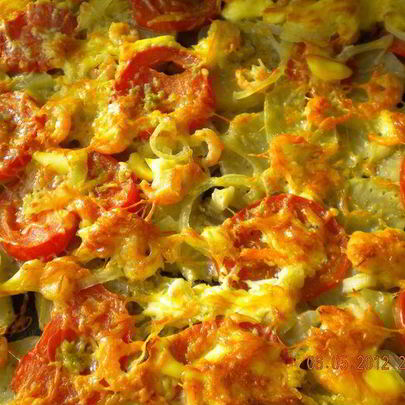 Картофельная запеканка с креветками