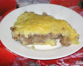 Картофельная запеканка с сырым фаршем