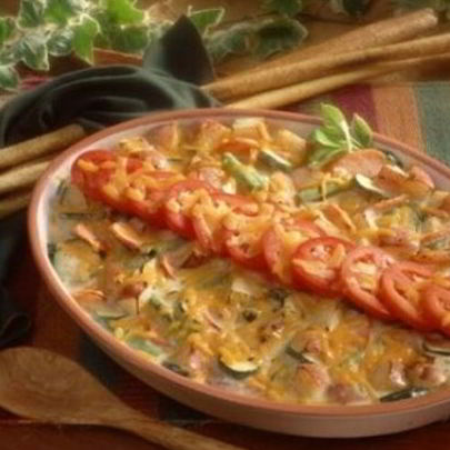 Овощная запеканка с фаршем