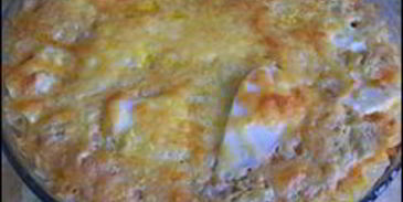 рисовая запеканка с сосисками и брынзой