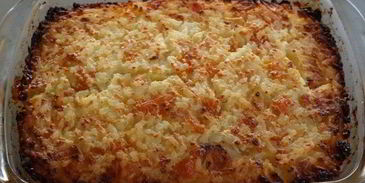 рисово-творожная запеканка с яблоком и курагой