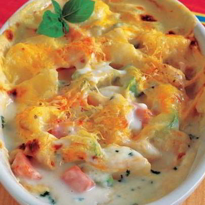 Сочная запеканка из курицы с овощами