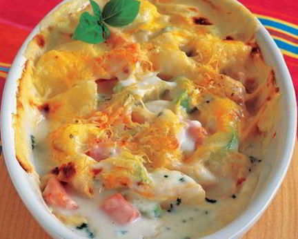 Сочная запеканка из курицы с овощами