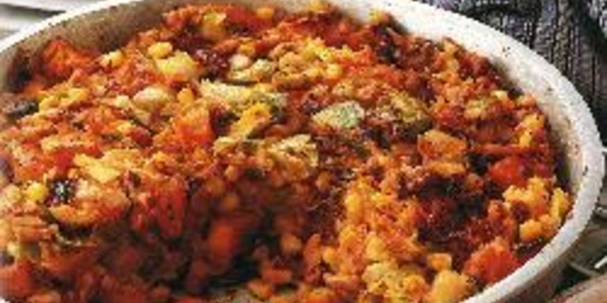 Рецепт запеканки из курицы с картошкой, бататом и кукурузой