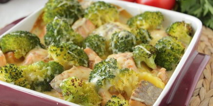 Рецепт запеканки с форелью и брокколи