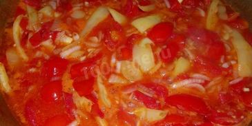 лечо из помидор с луком и перцем