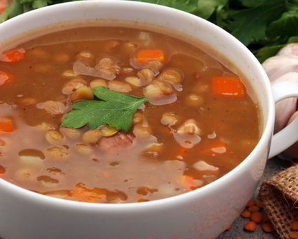 Лечо с чечевицей