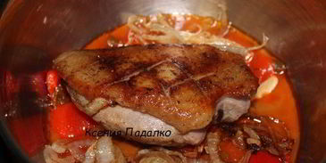 утиная грудка, тушеная в лечо