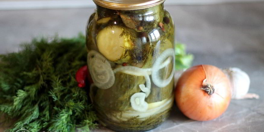 Рецепт маринованных огурцов с луком