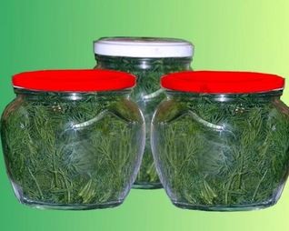 Свежий укроп в банках
