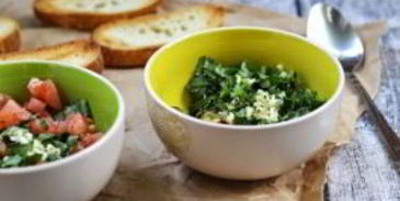 брускетта с баклажанами и помидорами