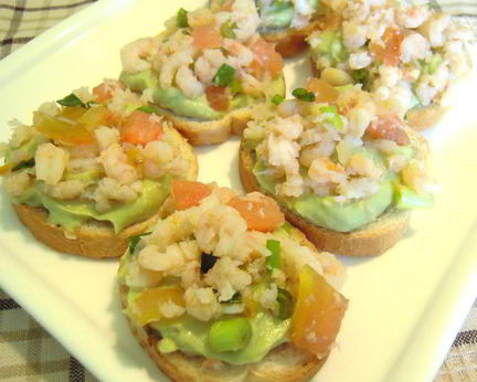 Брускетта с креветками